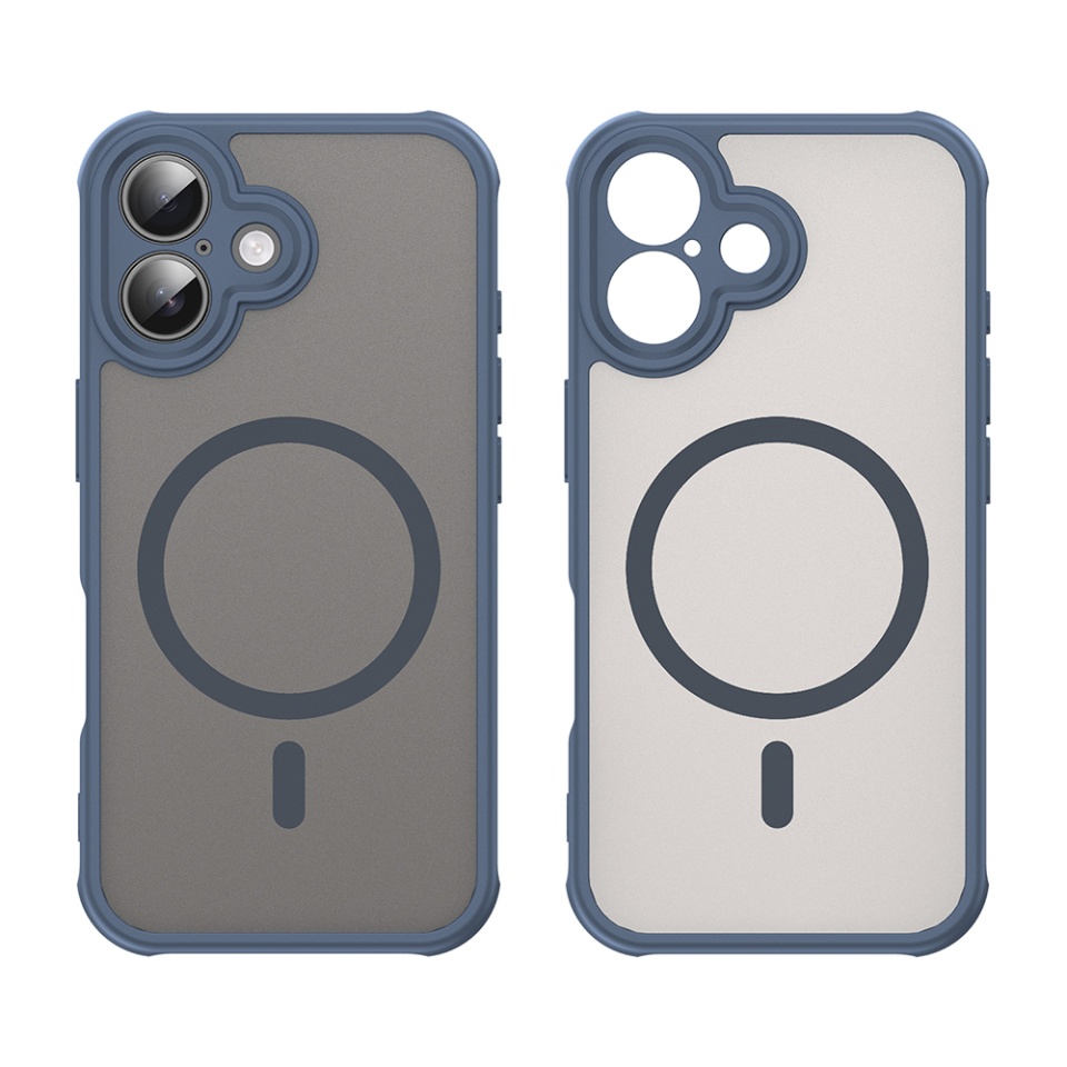 Husa pentru iPhone 16 Plus, SKYDDAR INNOVATION, HaloFrost MagSafe II, Antisoc, set cu sticker, Bleumarin - 1 | YEO