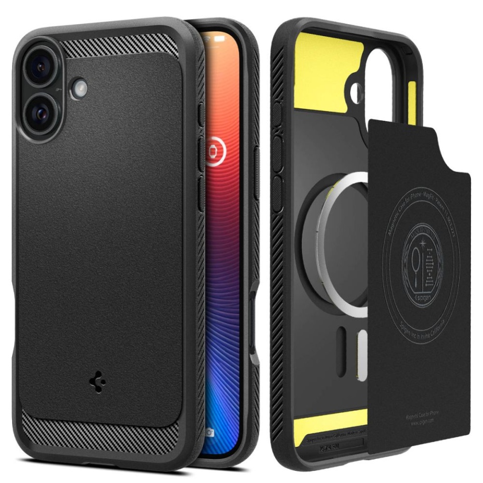 Husa pentru iPhone 16 Plus, Spigen Rugged Armor - Negru