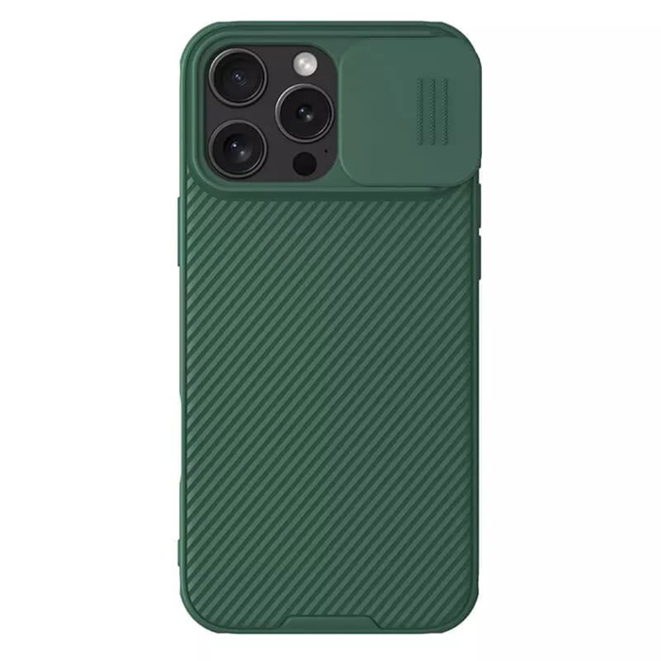 Husa pentru iPhone 16 Pro cu inel magnetic si protectie camera Nillkin CamShield - Verde