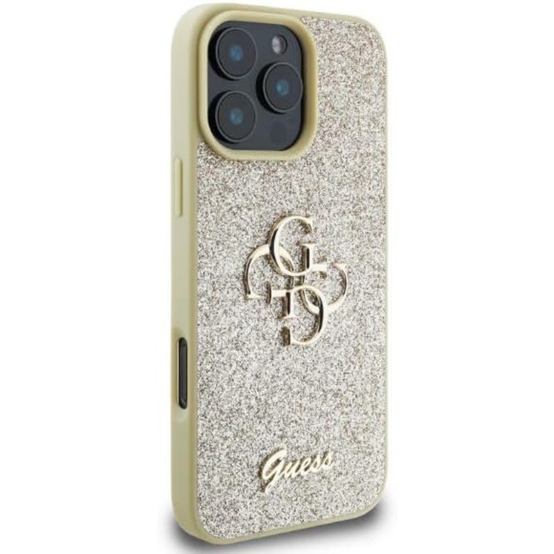 Husa pentru iPhone 16 Pro, Glitter Fixed Big 4G, Protectie Slim, Guess, Auriu - 1 | YEO