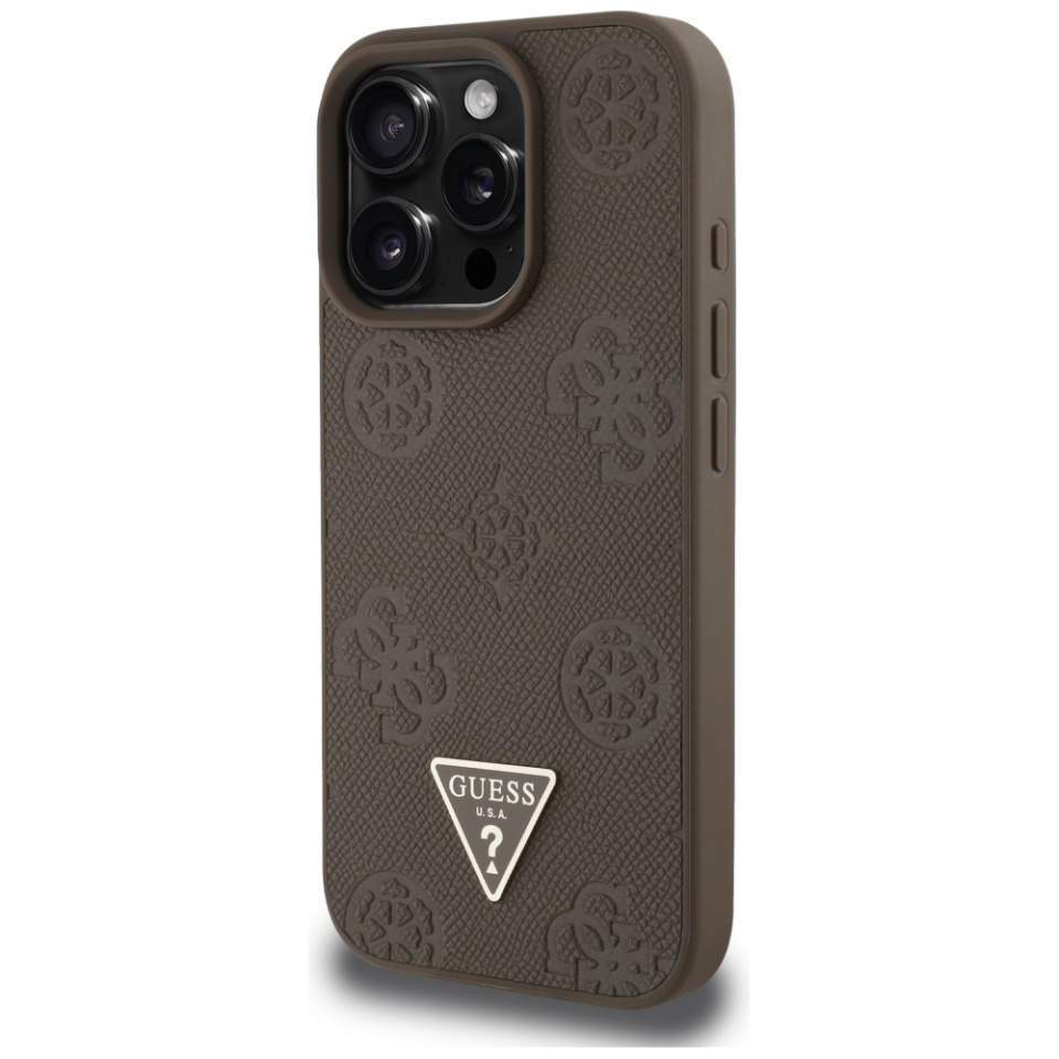 Husa pentru iPhone 16 Pro, Grained Triangle, Guess, Maro - 1 | YEO