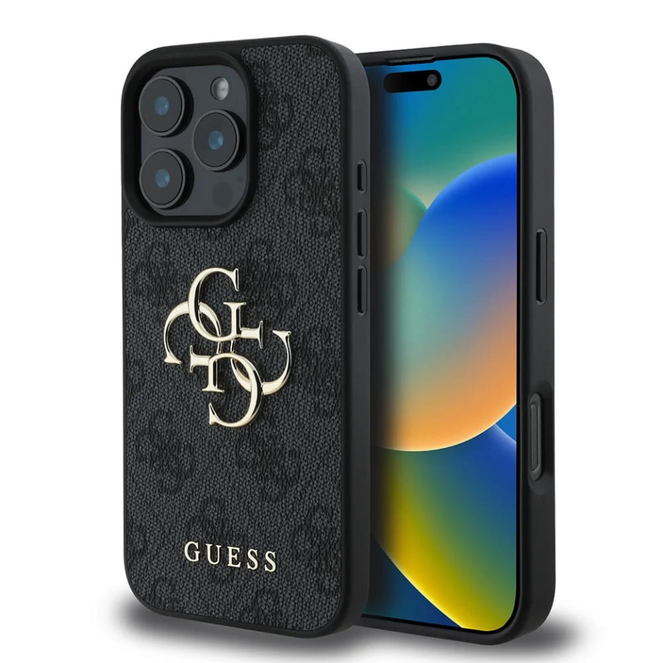 Husa pentru iPhone 16 Pro, Guess Hardcase 4G Big Logo, Protectie Slim, Compatibila, Negru