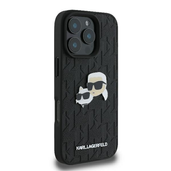 Husa pentru iPhone 16 Pro, Hardcase Leather Monogram, Karl Lagerfeld - Negru - 3 | YEO