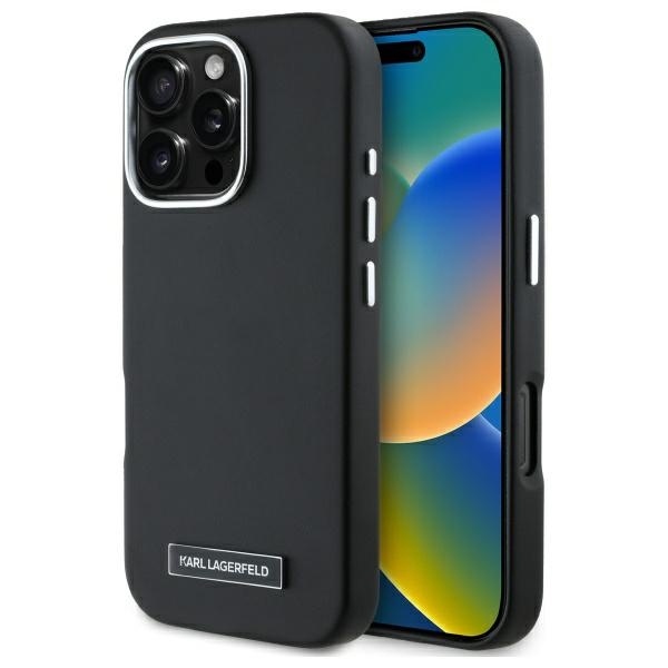 Husa pentru iPhone 16 Pro Leather MagSafe, Karl Lagerfeld - Negru
