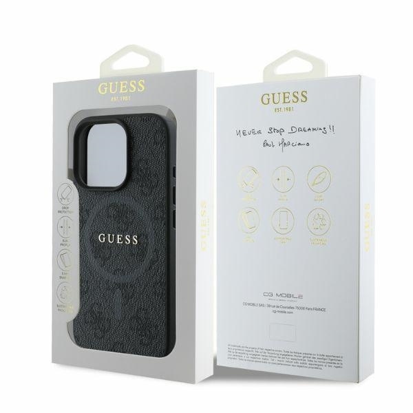 Husa pentru iPhone 16 Pro Max, 4G Ring Classic Logo MagSafe, Guess, Negru - 3 | YEO