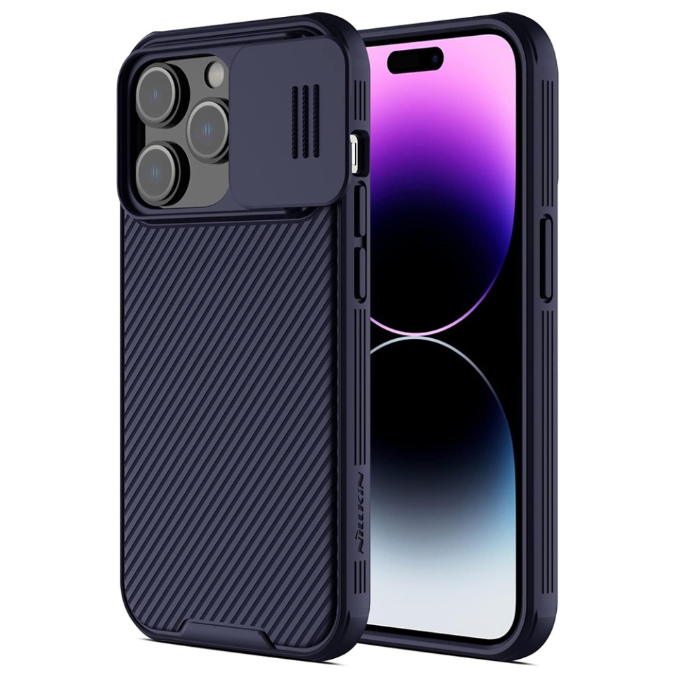 Husa pentru iPhone 16 Pro Max cu inel magnetic si protectie camera Nillkin CamShield - Mov