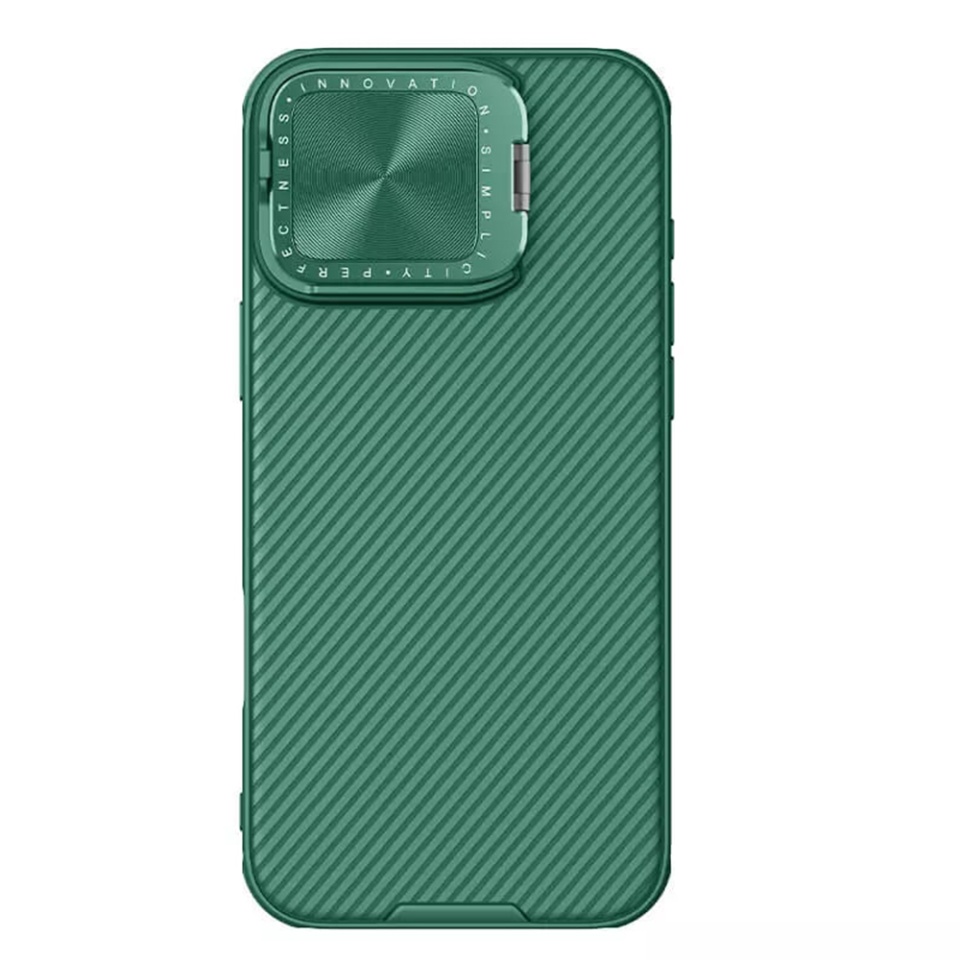 Husa pentru iPhone 16 Pro Max cu inel magnetic si protectie camera Nillkin CamShield - Verde