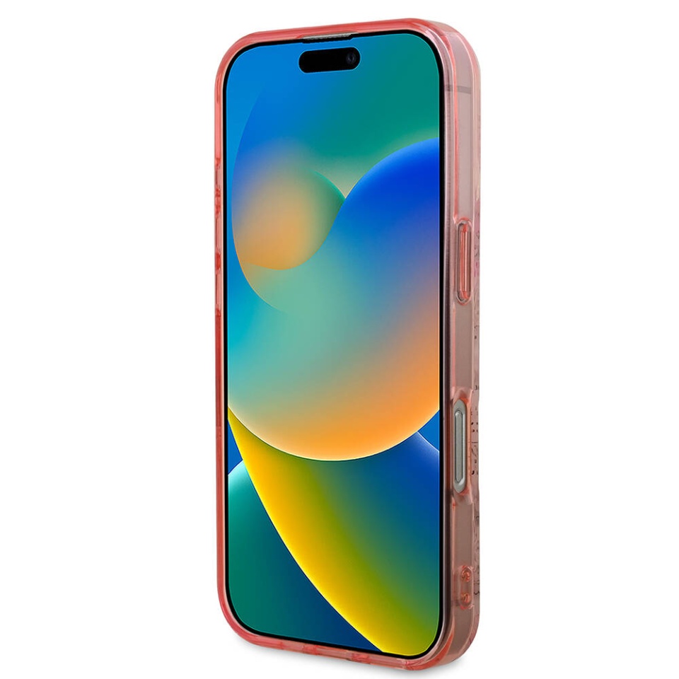 Husa pentru iPhone 16 Pro Max, IML Flower & Tonal Circle MagSafe, Guess - Roz - 1 | YEO