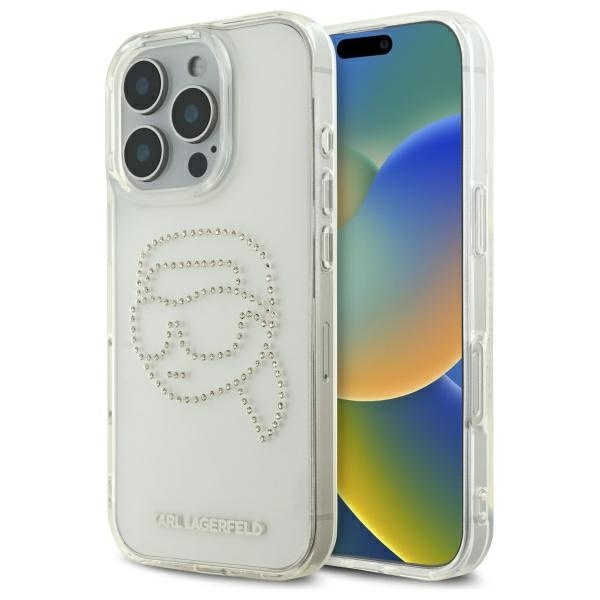 Husa pentru iPhone 16 Pro Max IML Rhinestones, Karl Lagerfeld - Transparenta