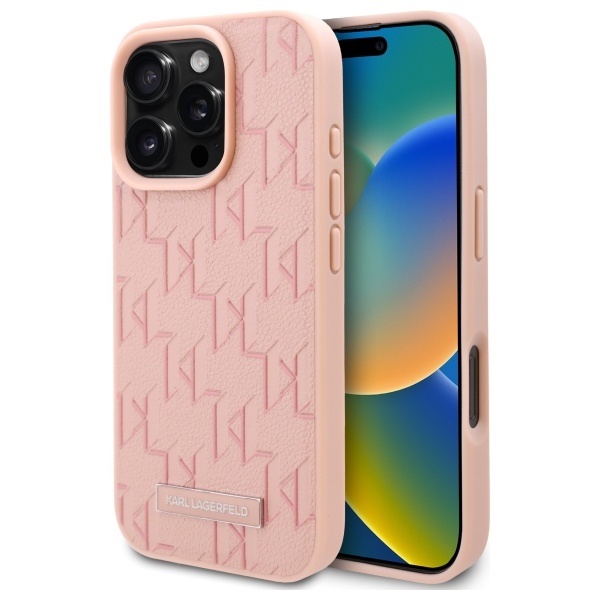 Husa pentru iPhone 16 Pro Max Leather MagSafe, Karl Lagerfeld - Roz