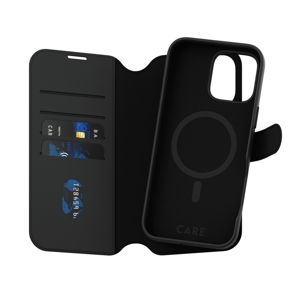 Husa pentru iPhone 16 Pro Max, PanzerGlass, CARE Feature MagSafe Case Tango Two-in-One Wallet, Tip Carte Detasabila 2in1 cu Portofel si Prindere Magnetica, Piele Ecologica, Antisoc, Negru