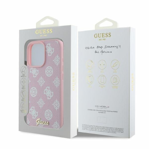 Husa pentru iPhone 16 Pro Max Peony Script MagSafe, Guess - Roz - 3 | YEO