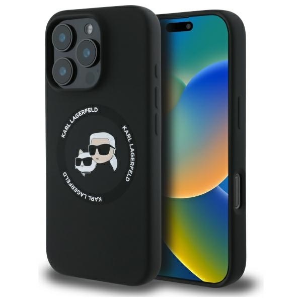 Husa pentru iPhone 16 Pro Max, Silicone MagSafe, Karl Lagerfeld - Negru