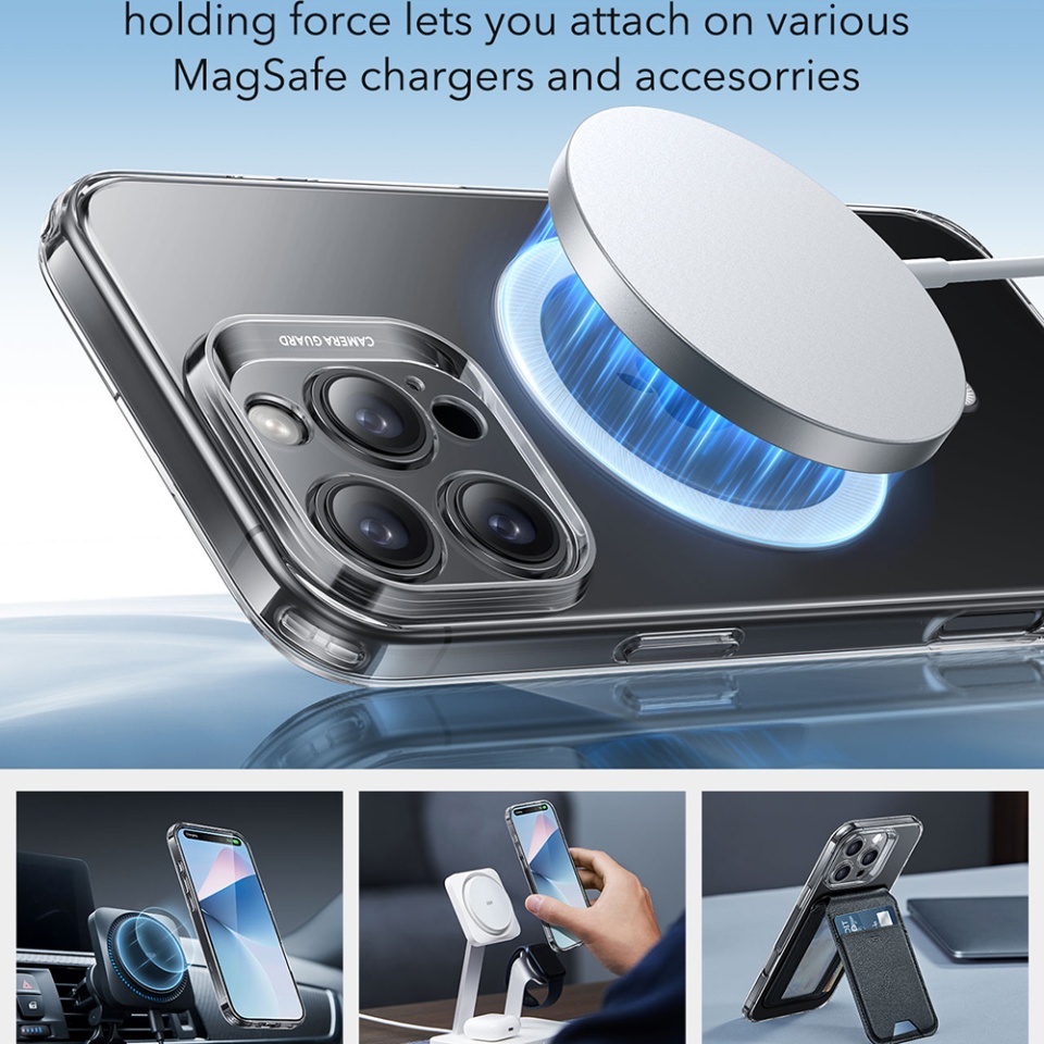 Husa pentru iPhone 16 Pro Max, slim MagSafe, ESR Zero HaloLock - Transparenta - 1 | YEO