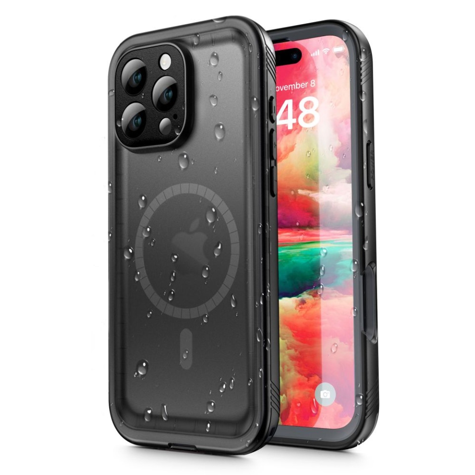 Husa pentru iPhone 16 Pro, ShellBox, Waterproof IP68 Case, Full Body, Protectie Totala, Anti-Soc, Rezistenta la Apa si Praful, Negru