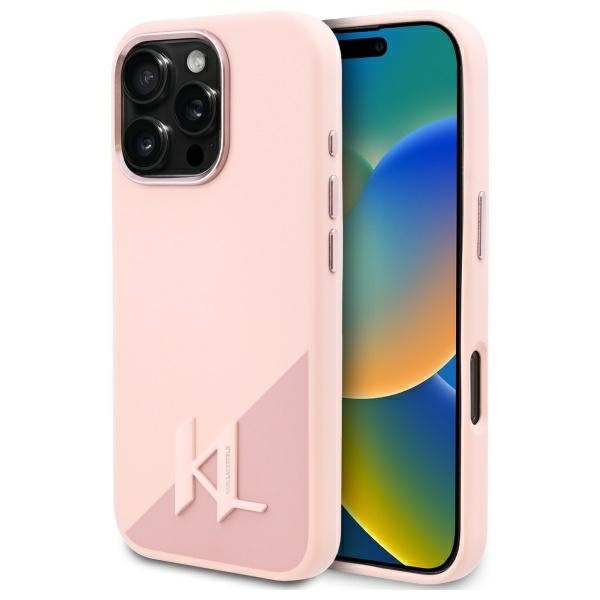 Husa pentru iPhone 16 Pro, Silicone MagSafe, Karl Lagerfeld - Roz