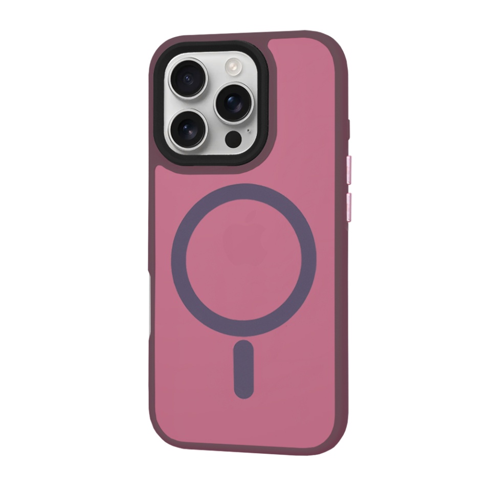 Husa pentru iPhone 16 Pro, SKYDDAR INNOVATION, HaloFrost MagSafe, Antisoc, set cu sticker, Bordo - 2 | YEO