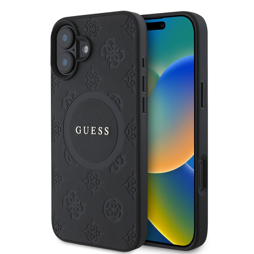 Husa pentru iPhone 16 Saffiano MagSafe, Guess - Negru