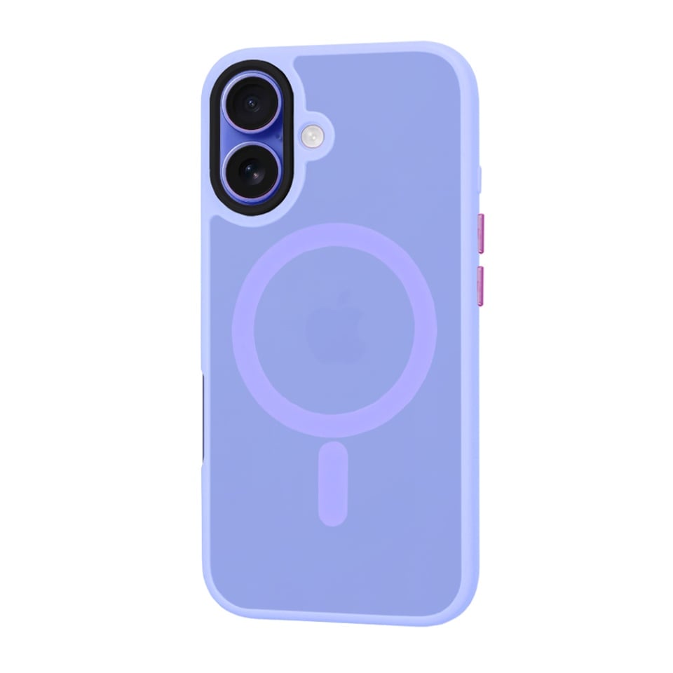 Husa pentru iPhone 16, SKYDDAR INNOVATION, HaloFrost MagSafe, Antisoc, set cu sticker, Mov deschis - 2 | YEO