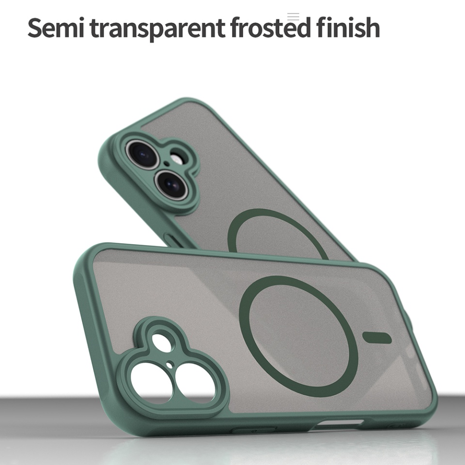 Husa pentru iPhone 16, SKYDDAR INNOVATION, HaloFrost MagSafe II, Antisoc, set cu sticker, Verde - 3 | YEO
