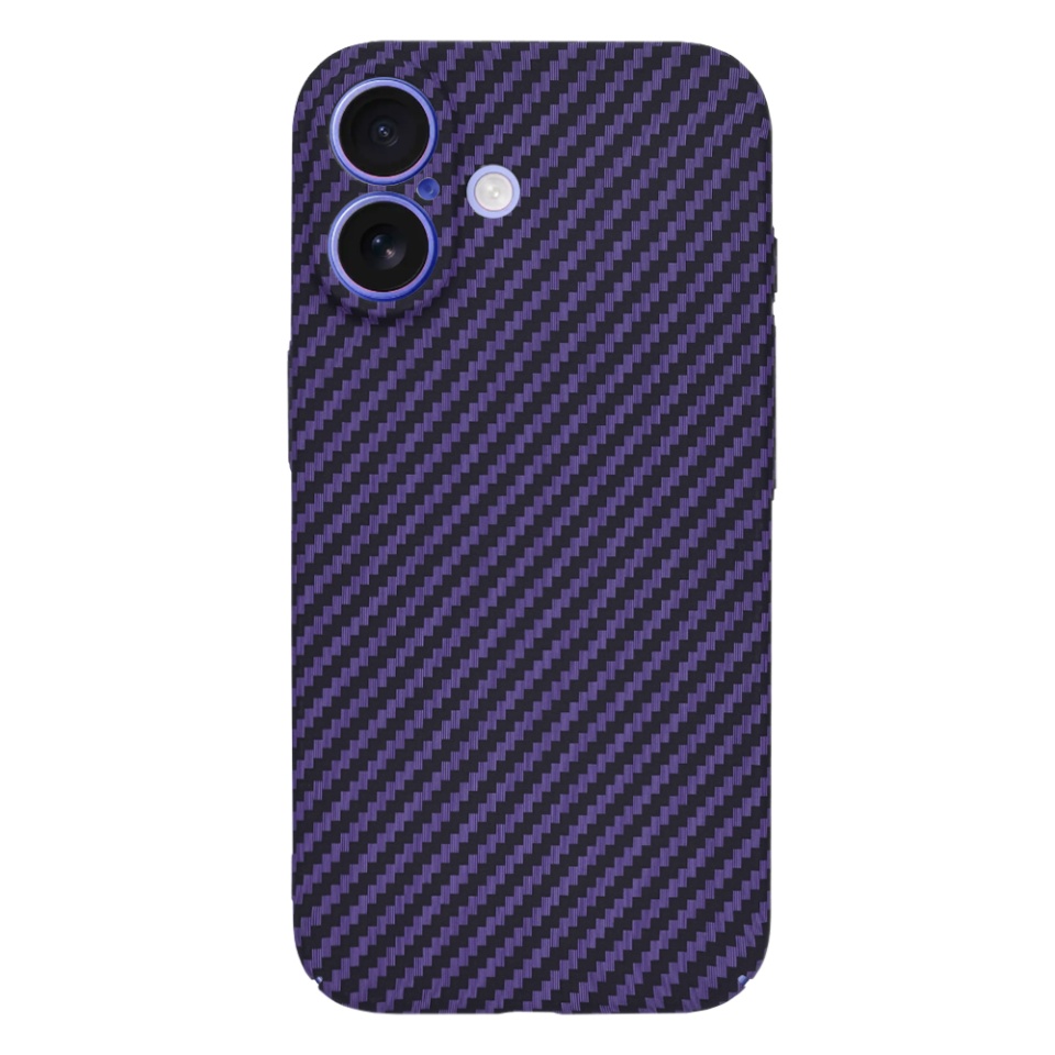 Husa pentru iPhone 16, SKYDDAR INNOVATION, textura carbon, Carbonite FiberShell, Mov, set cu sticker - 2 | YEO