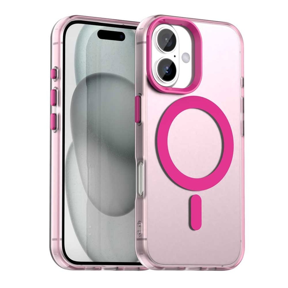 Husa pentru iPhone 16, SKYDDAR INOVATION, CandyCase, Magsafe, set cu sticker, Roz