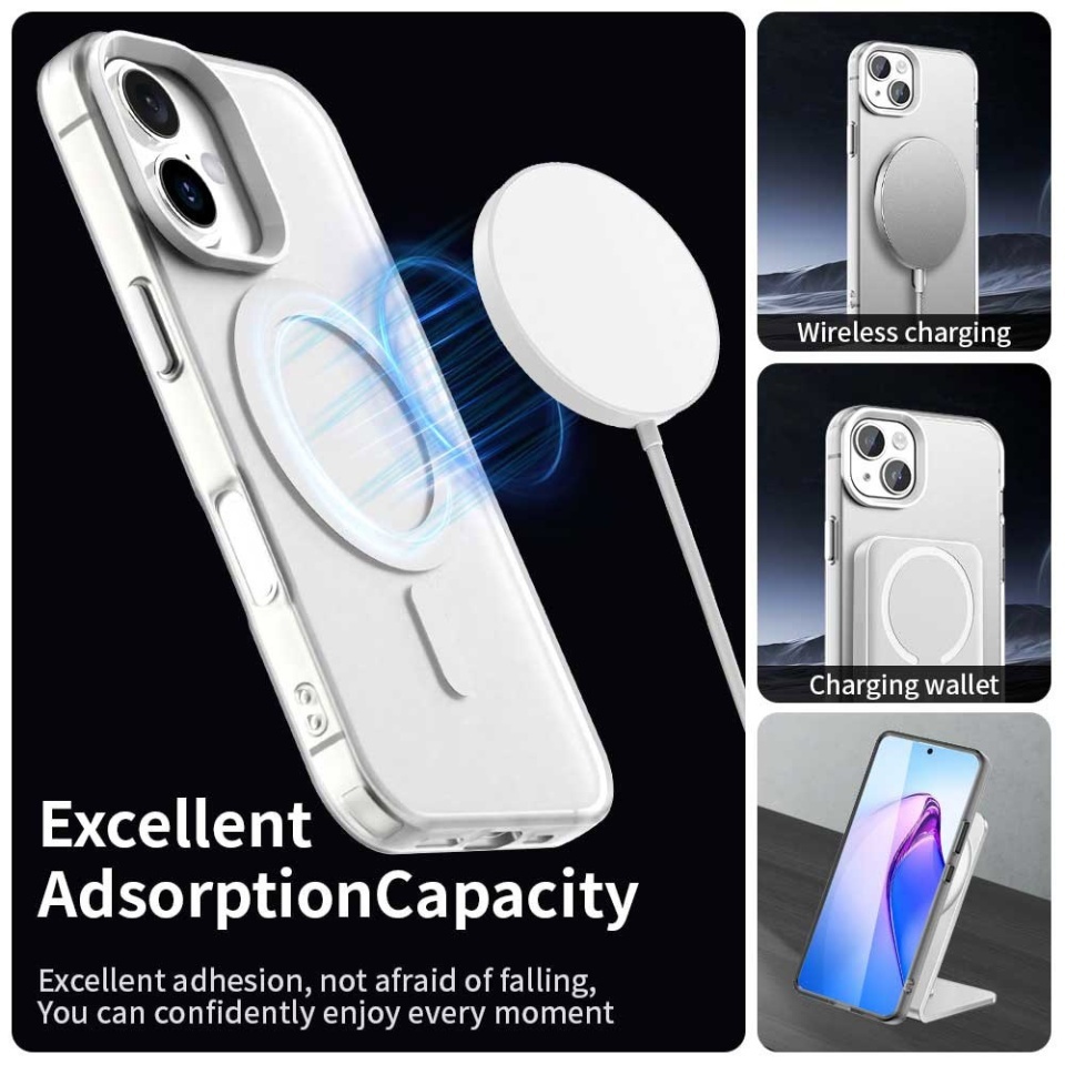 Husa pentru iPhone 16, SKYDDAR INOVATION, CandyCase, Magsafe, set cu sticker, Alb - 5