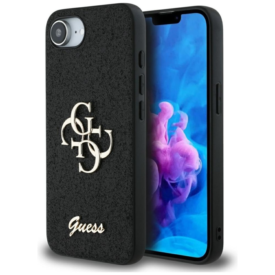 Husa pentru iPhone 16e, Glitter Fixed Big 4G, Protectie Slim, Guess, Negru