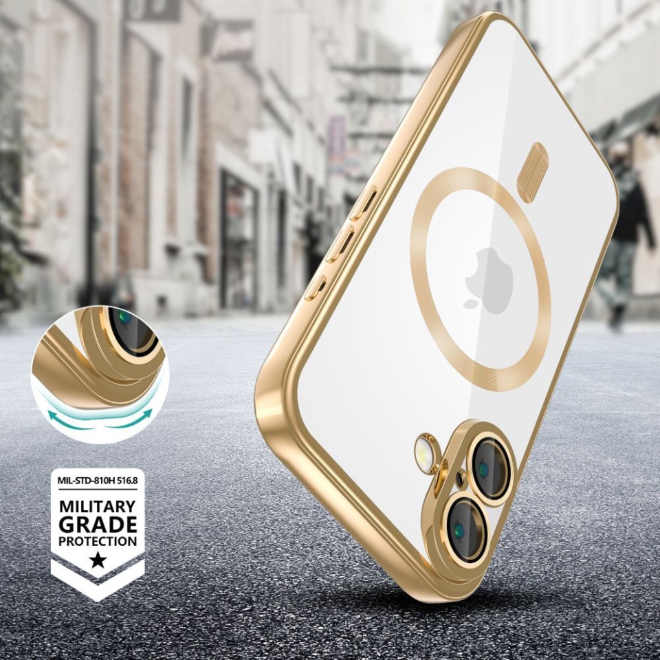 Husa pentru iPhone 16e, Luxury Shield Magsafe, Protectie Antisoc, set cu sticker, Argintiu - 1 | YEO