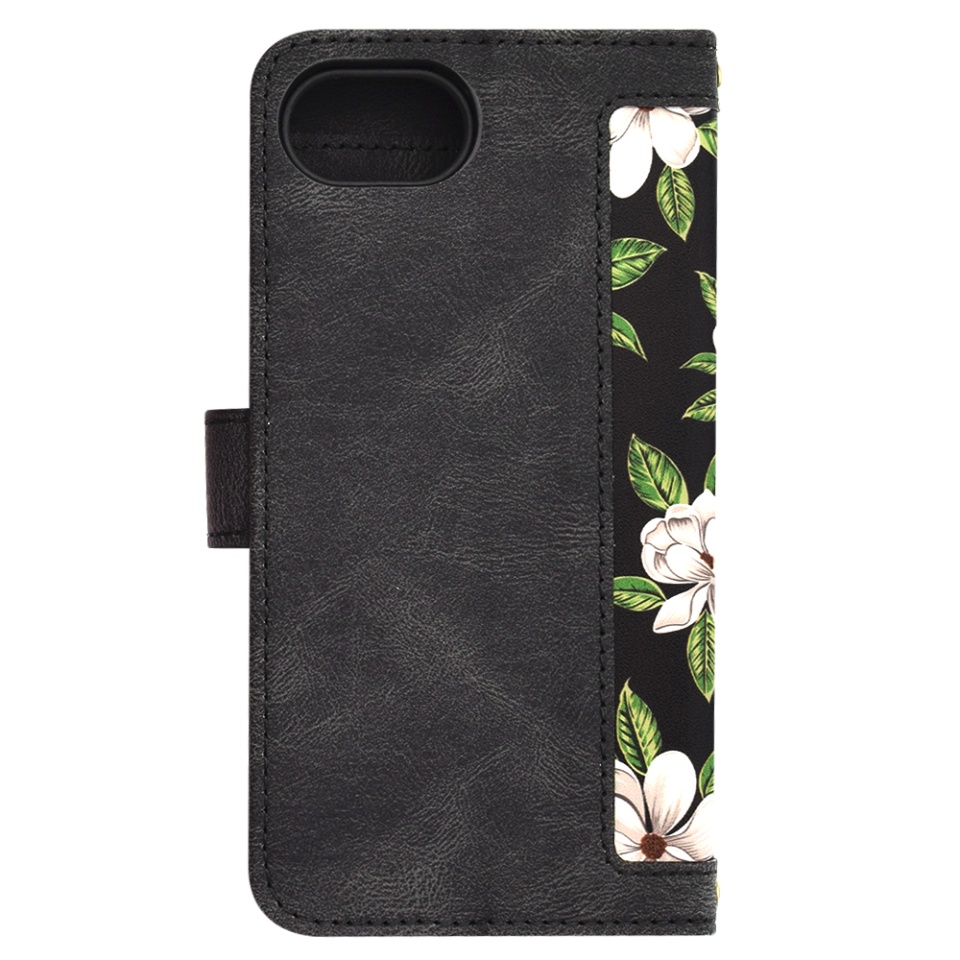 Husa pentru iPhone 16e, SKYDDAR INNOVATION, Floral Wallet, din Piele Ecologică cu Design Floral, Protecție 360°, Stand Integrat, Buzunare pentru Carduri, Negru, set cu sticker - 3 | YEO