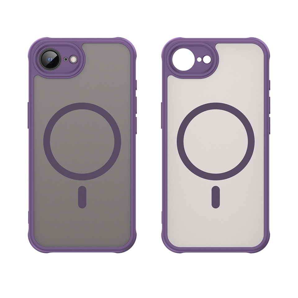 Husa pentru iPhone 16e, SKYDDAR INNOVATION, HaloFrost MagSafe II, Antisoc, set cu sticker, Mov - 1 | YEO