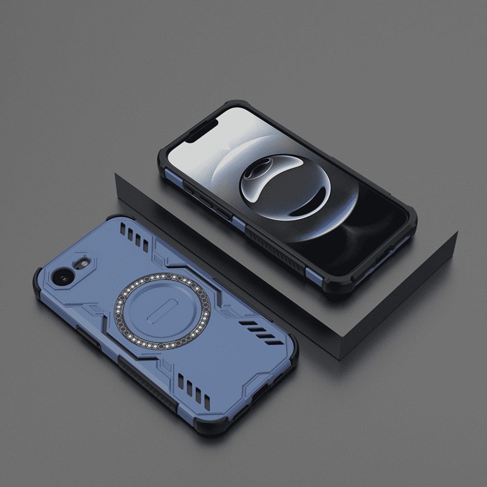 Husa pentru iPhone 16e, SKYDDAR INOVATION, ArmorMag, Magsafe, set cu sticker, Albastru - 6
