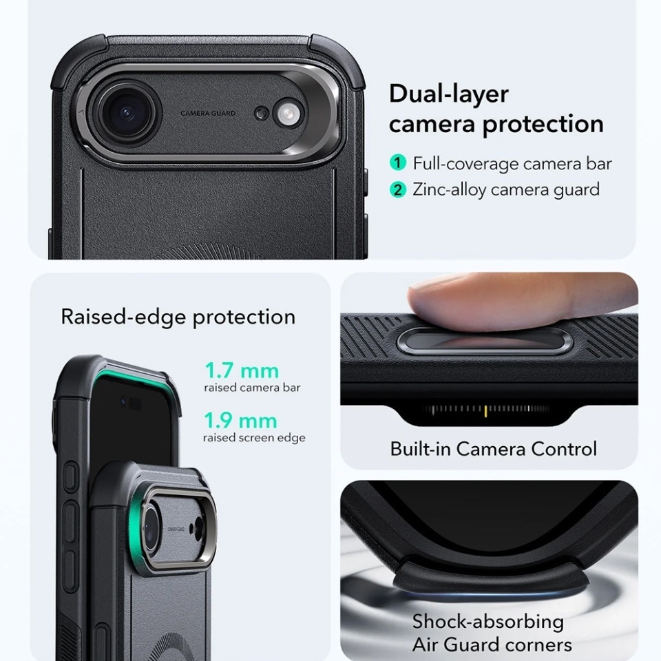 Husa pentru iPhone 17 Air, ESR Cyber Armor Kickstand, Negru - 2 | YEO
