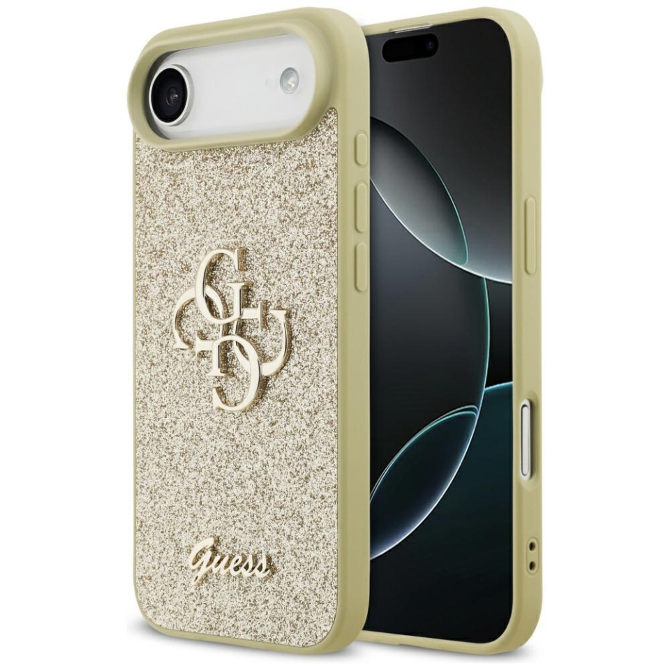 Husa pentru iPhone 17 Air, Glitter Fixed Big 4G, Protectie Slim, Guess, Auriu