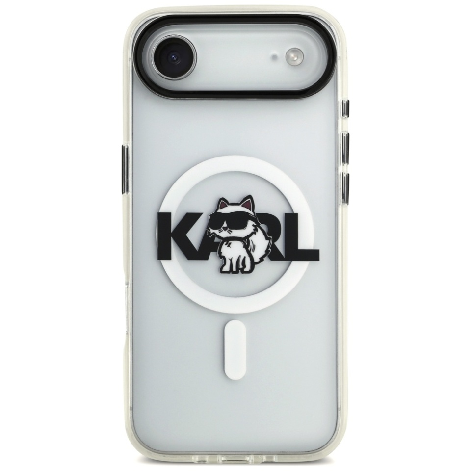 Husa pentru iPhone 17 Air, IML Glitter K&C Heads Logo MagSafe, Clear Mono Karl&Choupette - 3 | YEO