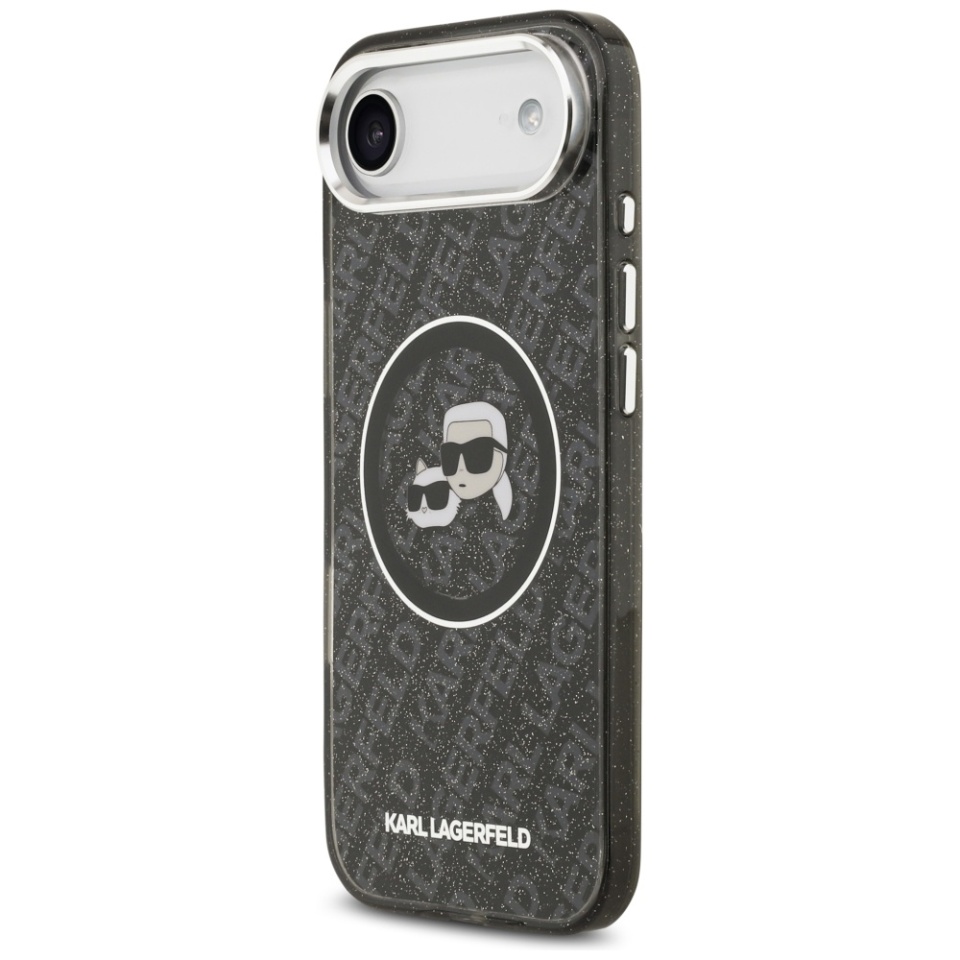 Husa pentru iPhone 17 Air, IML Glitter K&C Heads Logo MagSafe, Clear Mono Karl&Choupette - 3 | YEO