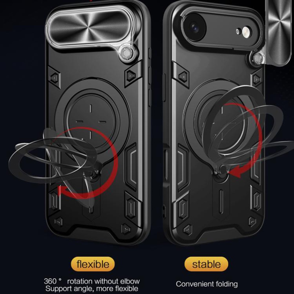 Husa pentru iPhone 17 Air, SKYDDAR INNOVATION, CamGuard Pro, Inel Magnetic, Protectie Camera, set cu sticker, Negru - 3 | YEO