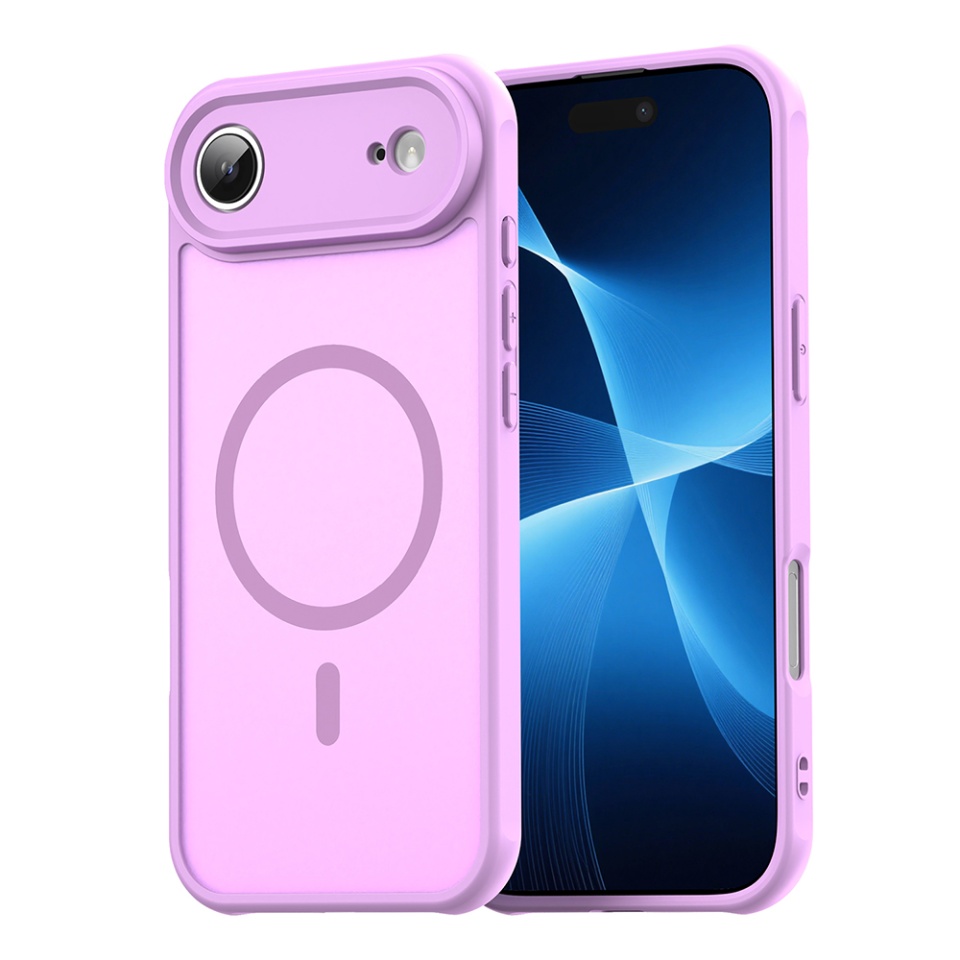 Husa pentru iPhone 17 Air, SKYDDAR INNOVATION, HaloFrost MagSafe II, Antisoc, set cu sticker, Roz