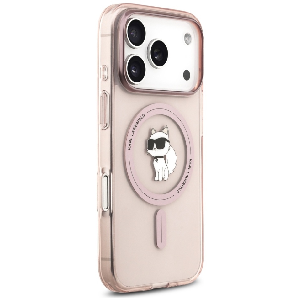 Husa pentru iPhone 17 Pro, IML Glitter K&C Heads Logo MagSafe, Clear Mono Karl&Choupette - 2 | YEO