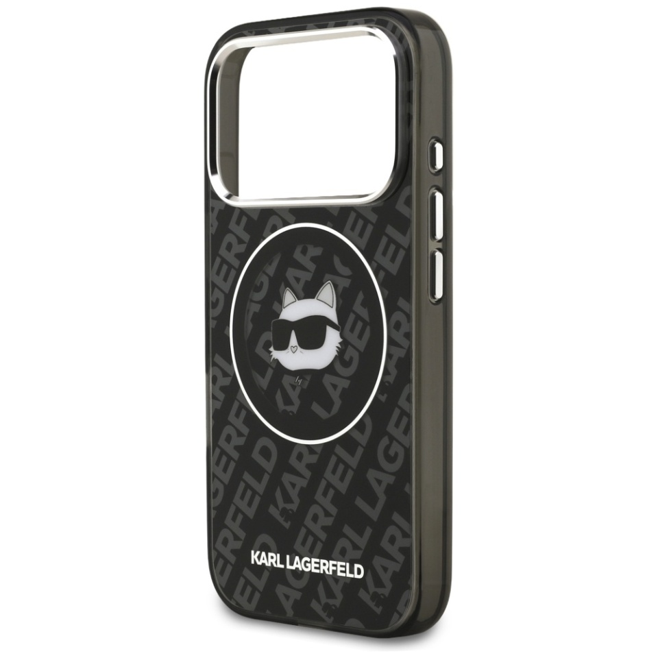 Husa pentru iPhone 17 Pro, IML Glitter K&C Heads Logo MagSafe, Clear Mono Karl&Choupette - 2 | YEO