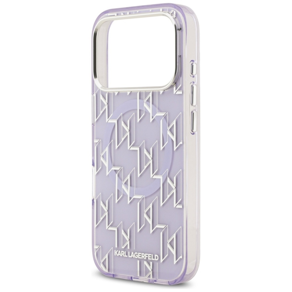 Husa pentru iPhone 17 Pro, IML Glitter K&C Heads Logo MagSafe, Clear Mono Karl&Choupette - 2 | YEO