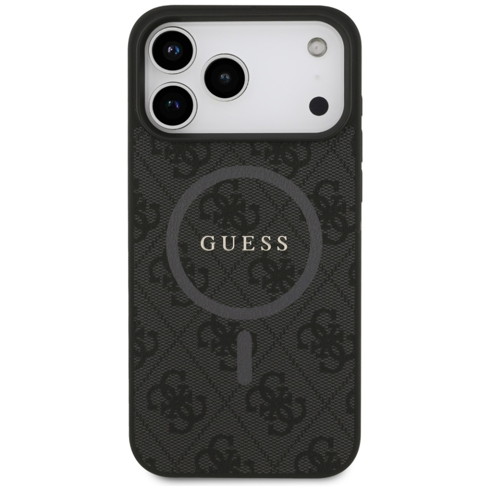 Husa pentru iPhone 17 Pro Max, 4G Ring Classic Logo MagSafe, Guess, Negru - 1 | YEO