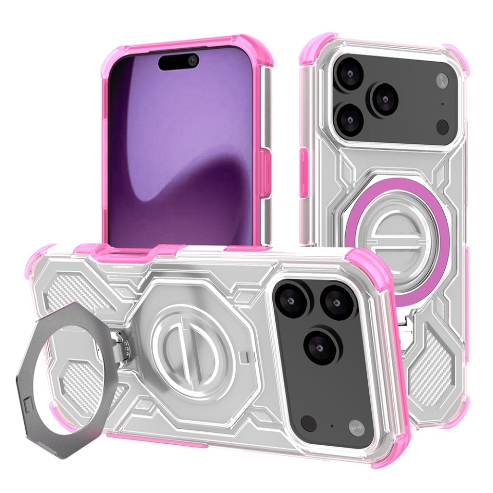 Husa pentru iPhone 17 Pro Max, Antisoc, SKYDDAR INOVATION, Carbon Shield PRO, Magsafe, set cu sticker, Roz