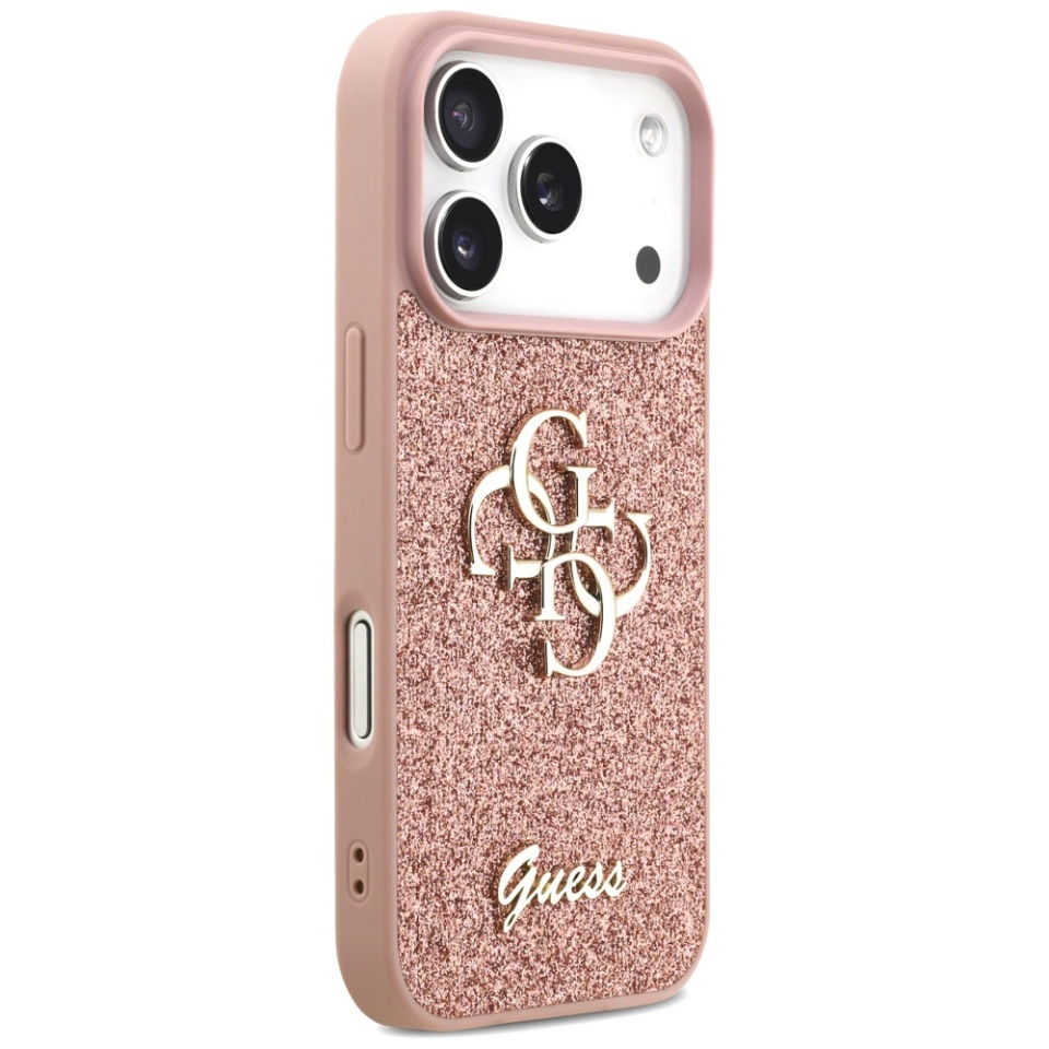 Husa pentru iPhone 17 Pro Max, Glitter Fixed Big 4G, Protectie Slim, Guess, Roz - 3 | YEO