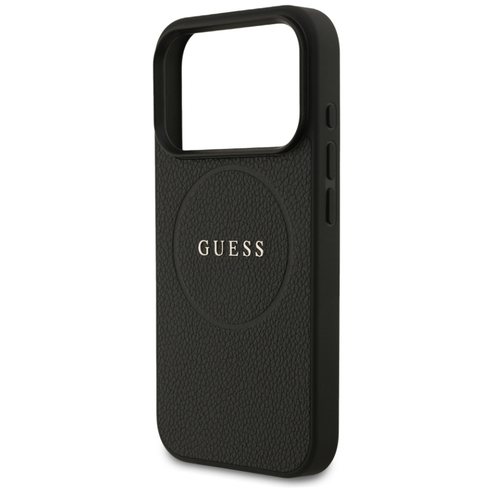 Husa pentru iPhone 17 Pro Max, Guess Grained Gold Ring MagSafe, Negru - 3 | YEO