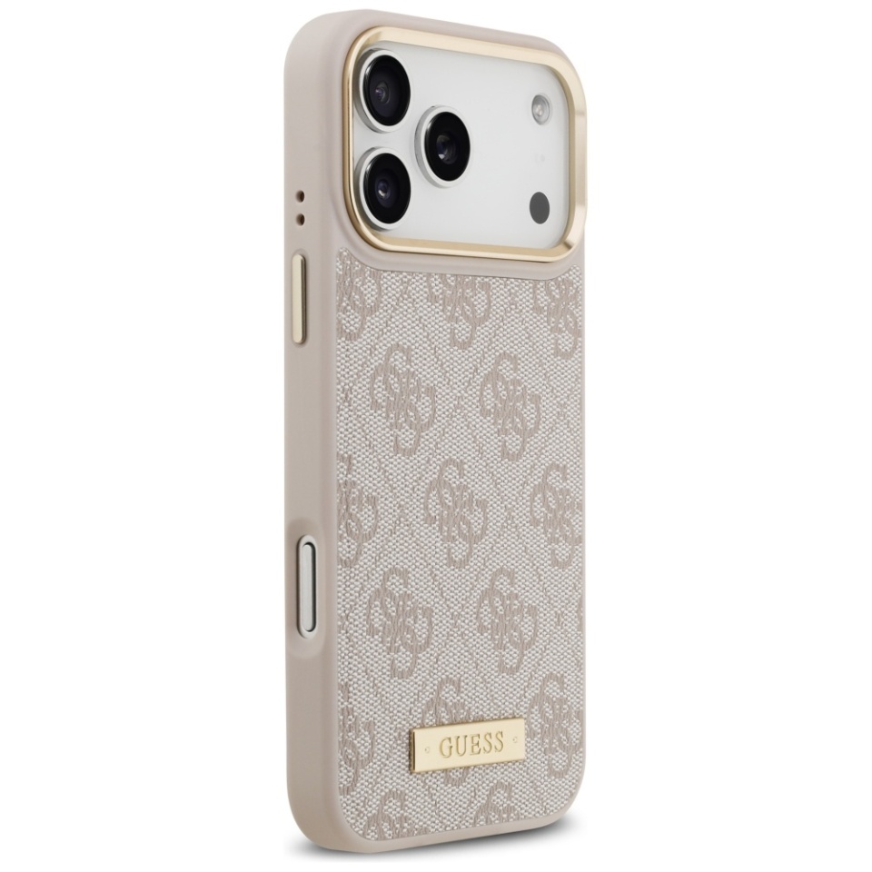 Husa pentru iPhone 17 Pro Max, Guess, Hardcase 4G Logo Plate MagSafe, Roz - 2 | YEO