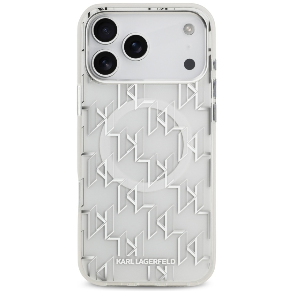 Husa pentru iPhone 17 Pro Max, IML Glitter K&C Heads Logo MagSafe, Clear Mono Karl&Choupette - 2 | YEO