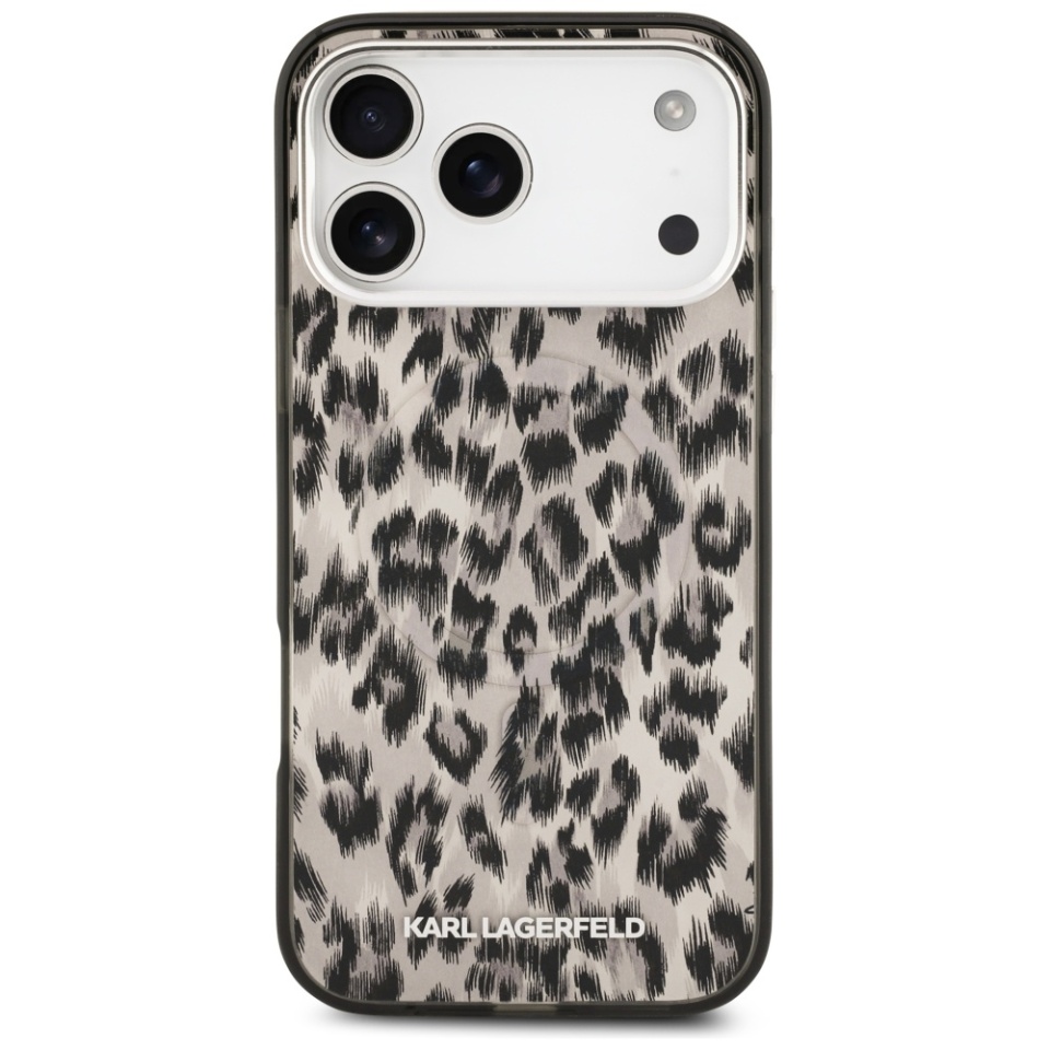 Husa pentru iPhone 17 Pro Max, IML Glitter K&C Heads Logo MagSafe, Clear Mono Karl&Choupette - 3 | YEO