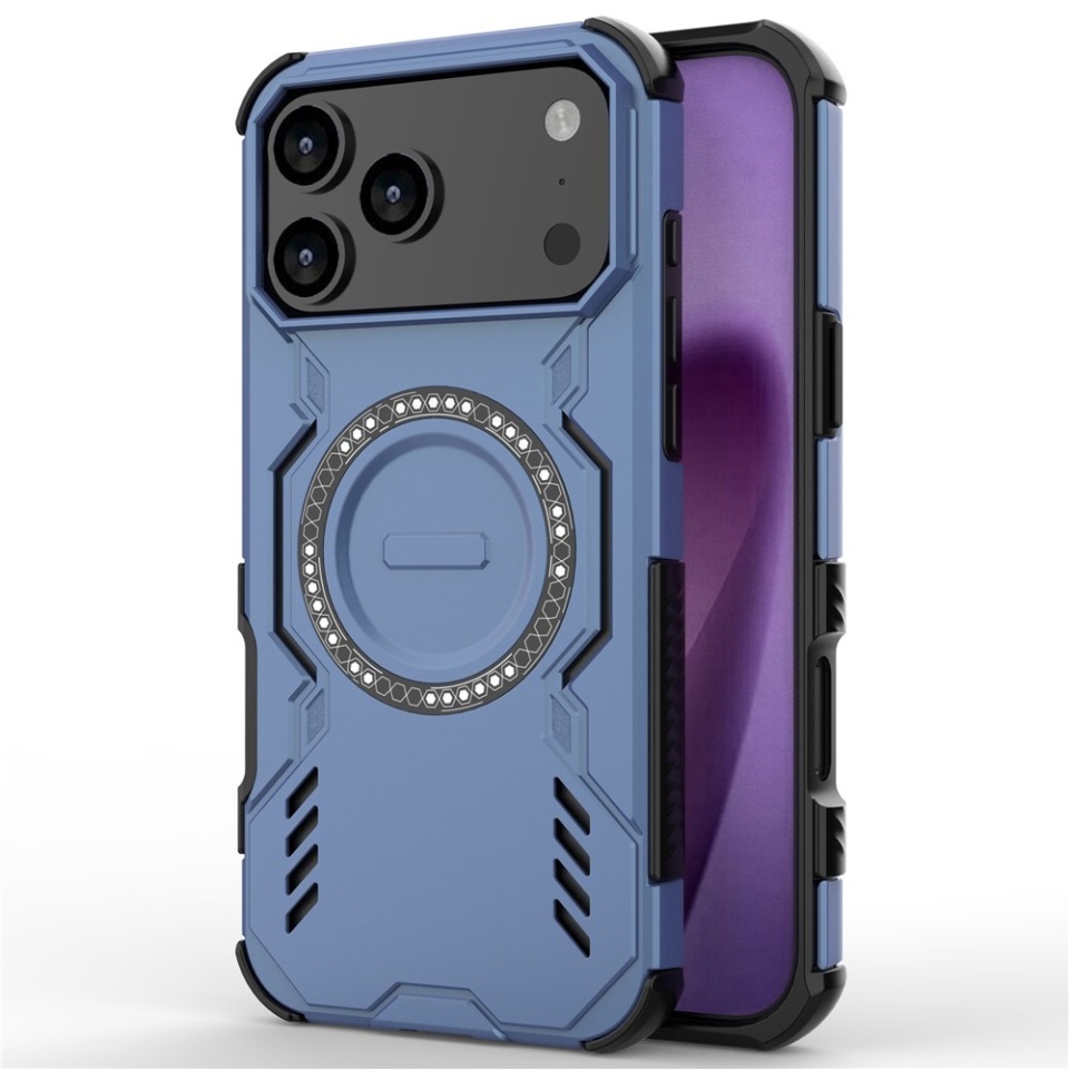 Husa pentru iPhone 17 Pro Max, SKYDDAR INOVATION, ArmorMag, Magsafe, set cu sticker, Albastru
