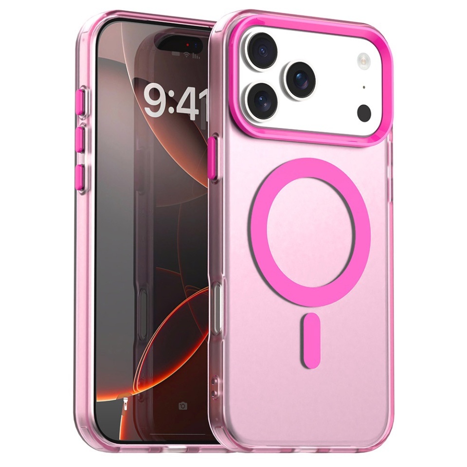 Husa pentru iPhone 17 Pro Max, SKYDDAR INOVATION, CandyCase, Magsafe, set cu sticker, Roz